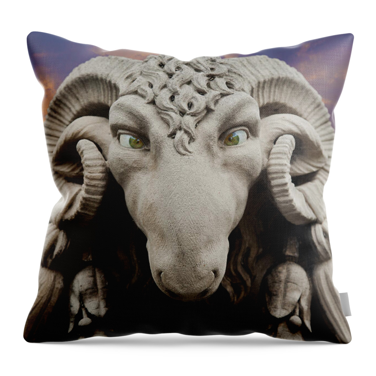 Statue Throw Pillow featuring the photograph Ram-A-Sees by David Davies