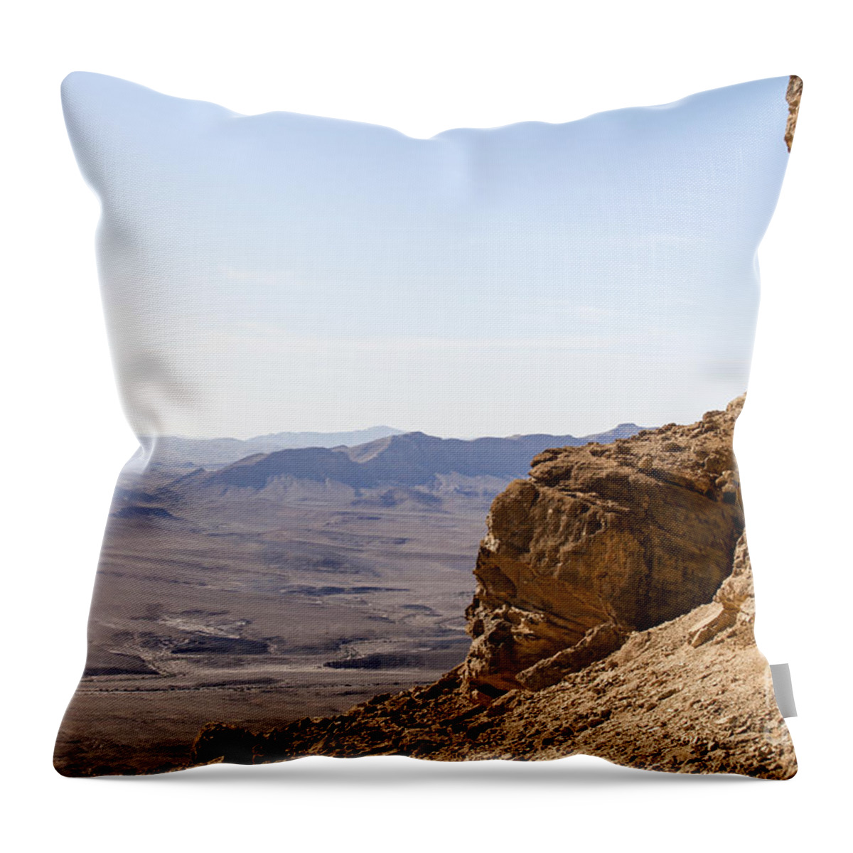 Arid Throw Pillow featuring the photograph Ramon crater Negev desert Israel by Gal Eitan