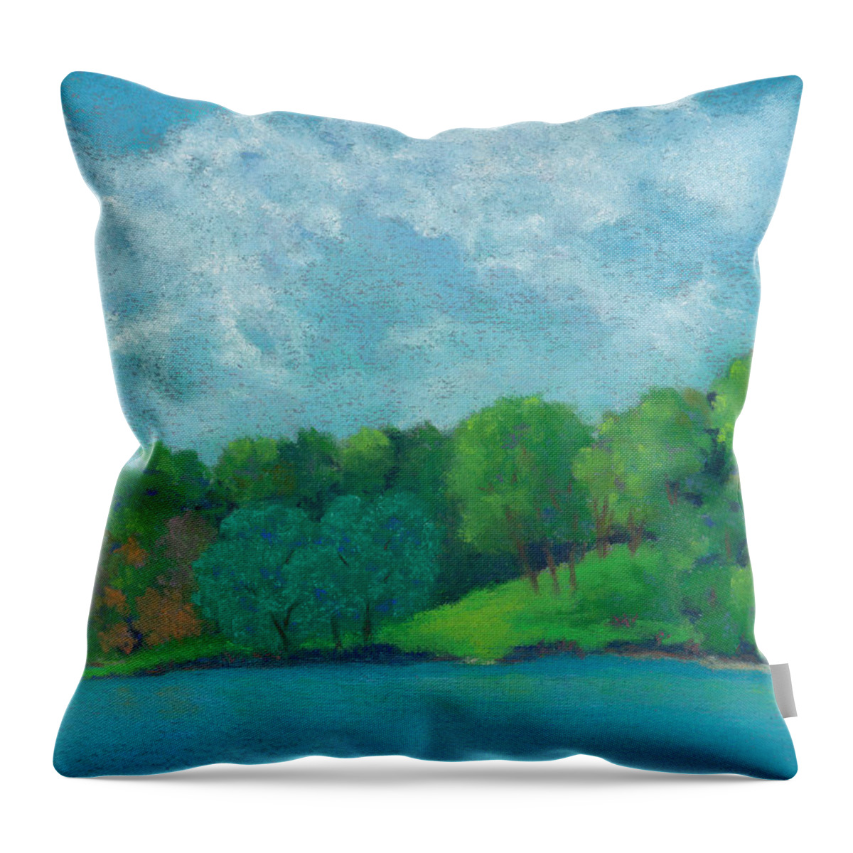 Rhinebeck Throw Pillow featuring the pastel Raquel's Morning Walk by Anne Katzeff