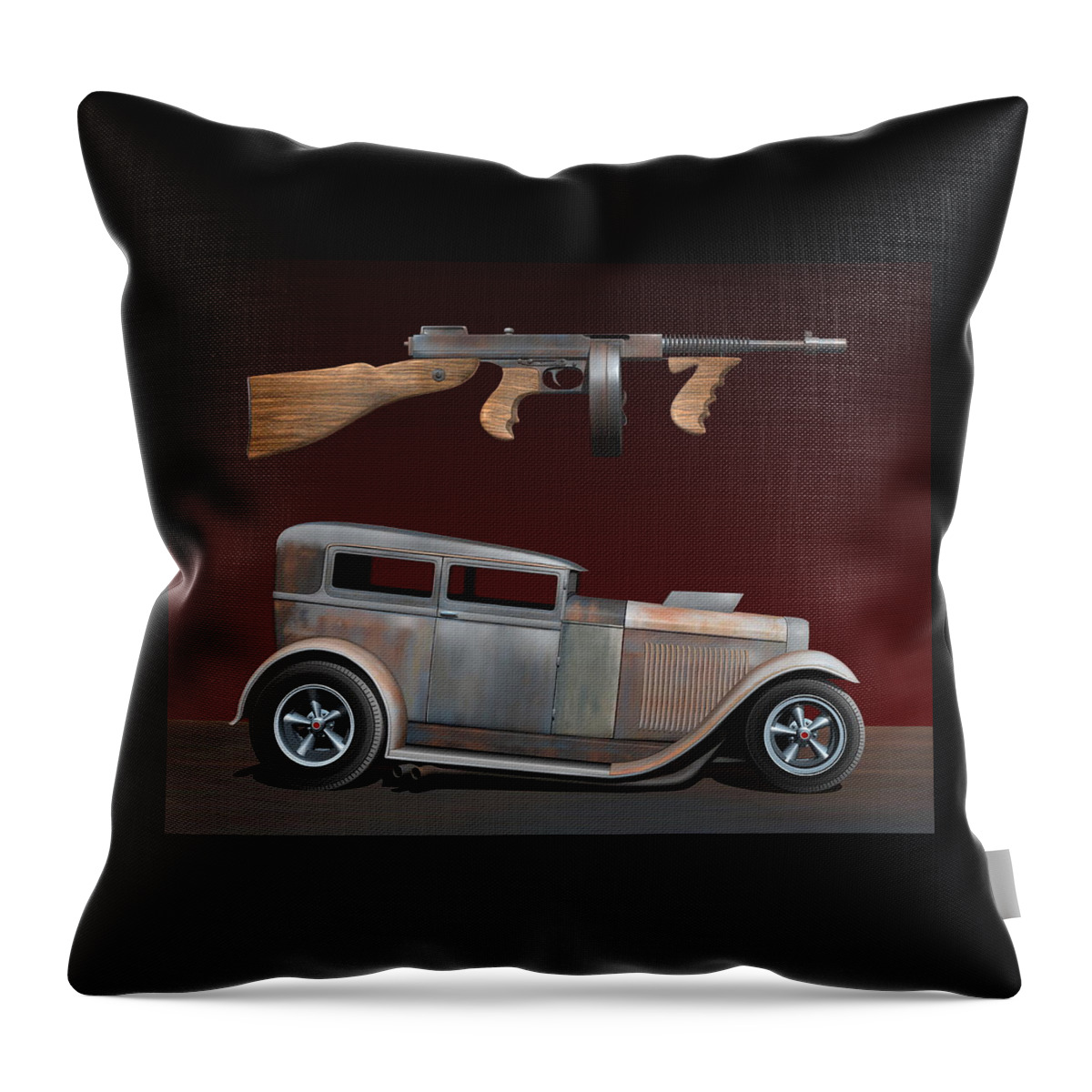 Car Throw Pillow featuring the digital art Rat Rod Sedan IV by Stuart Swartz