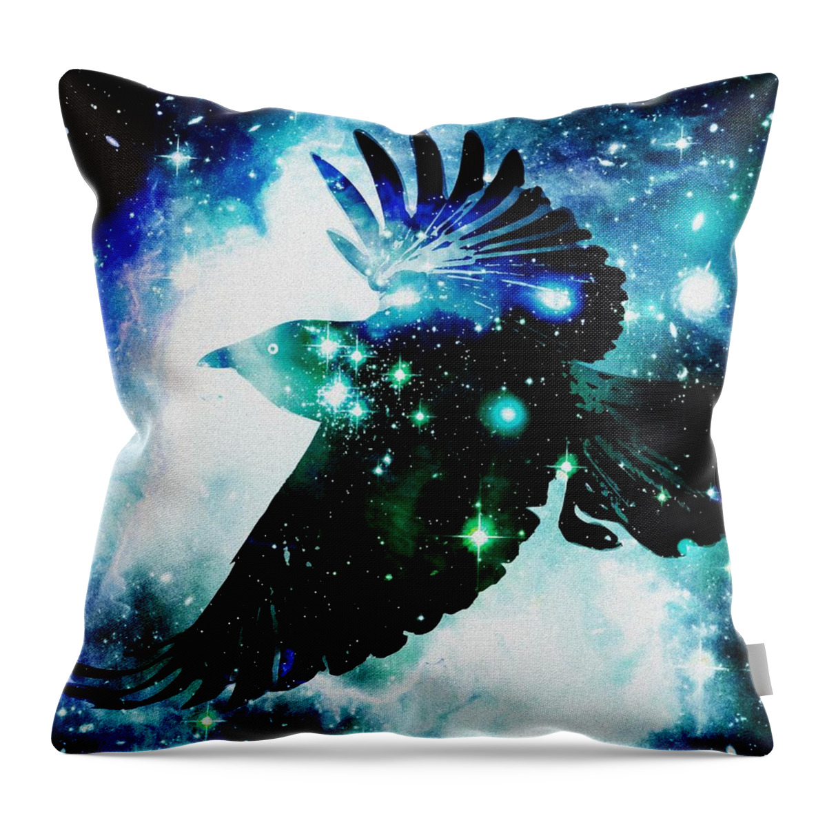 Malakhova Throw Pillow featuring the digital art Raven by Anastasiya Malakhova