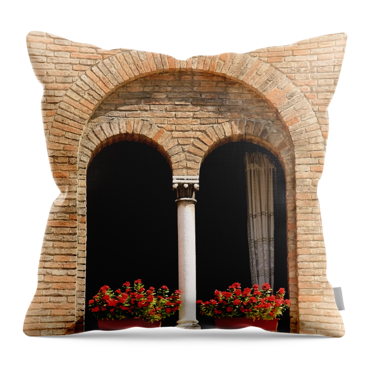Italian Architecture Throw Pillow featuring the photograph Ravenna Window by Kate McKenna