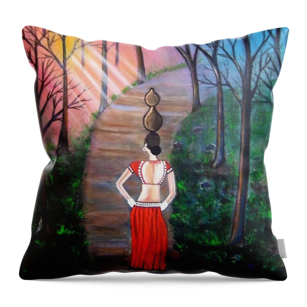 Sun Throw Pillow featuring the painting Rays of Hope by Manjiri Kanvinde