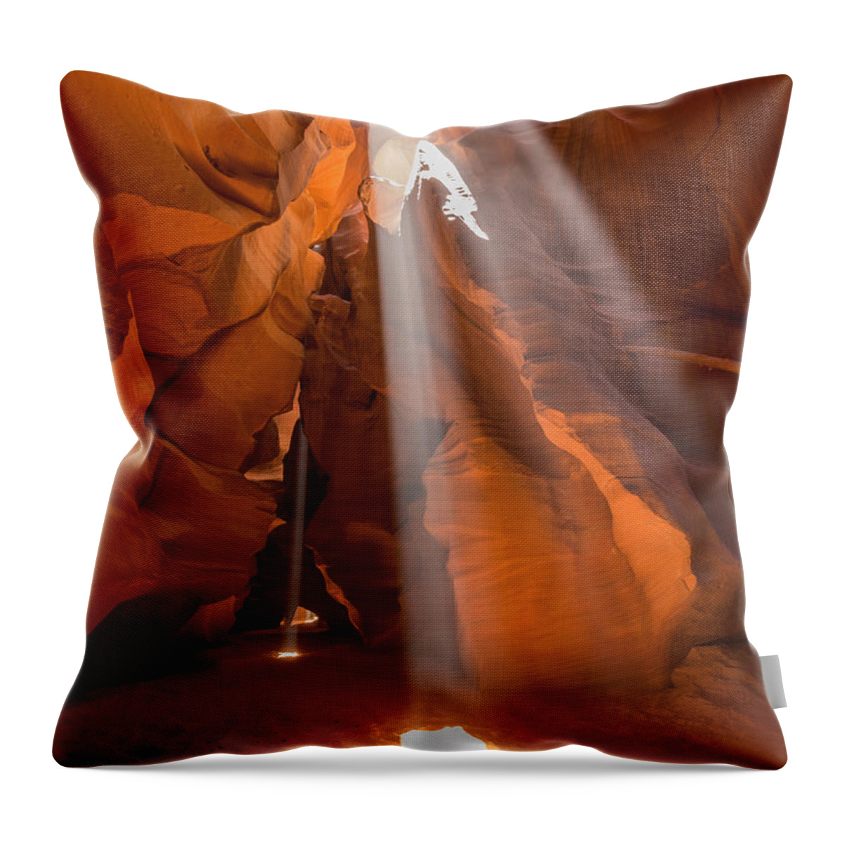 Antelope Canyon Throw Pillow featuring the photograph Rays of Light by Tassanee Angiolillo