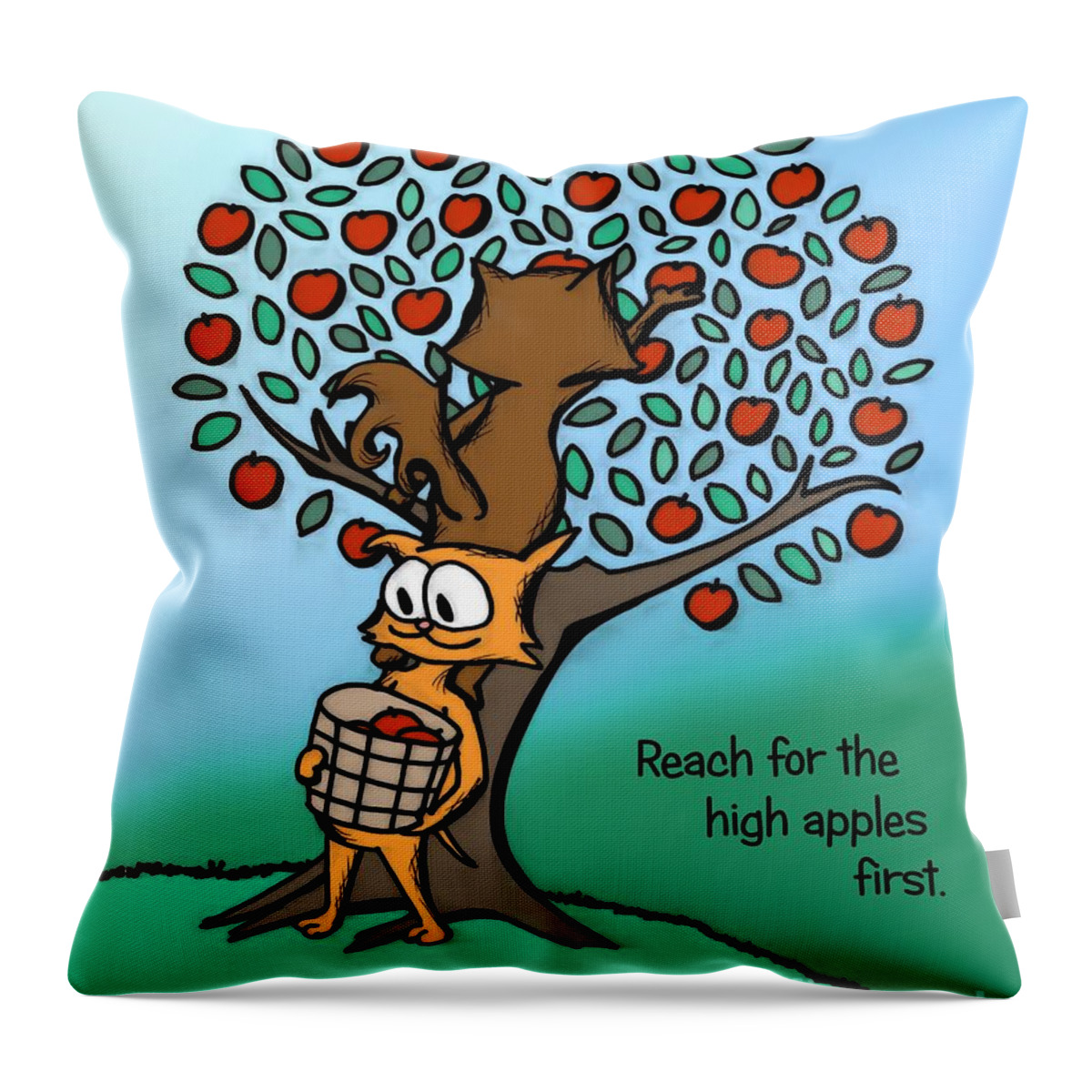Apple Throw Pillow featuring the digital art Reach for the High Apples by Pet Serrano