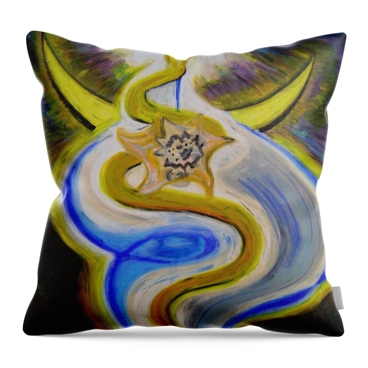 Snake Throw Pillow featuring the pastel Reaching high by Therese Legere
