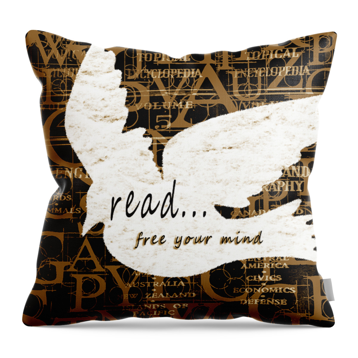 Silhouette Throw Pillow featuring the mixed media Read Free Your Mind Camel by Angelina Tamez