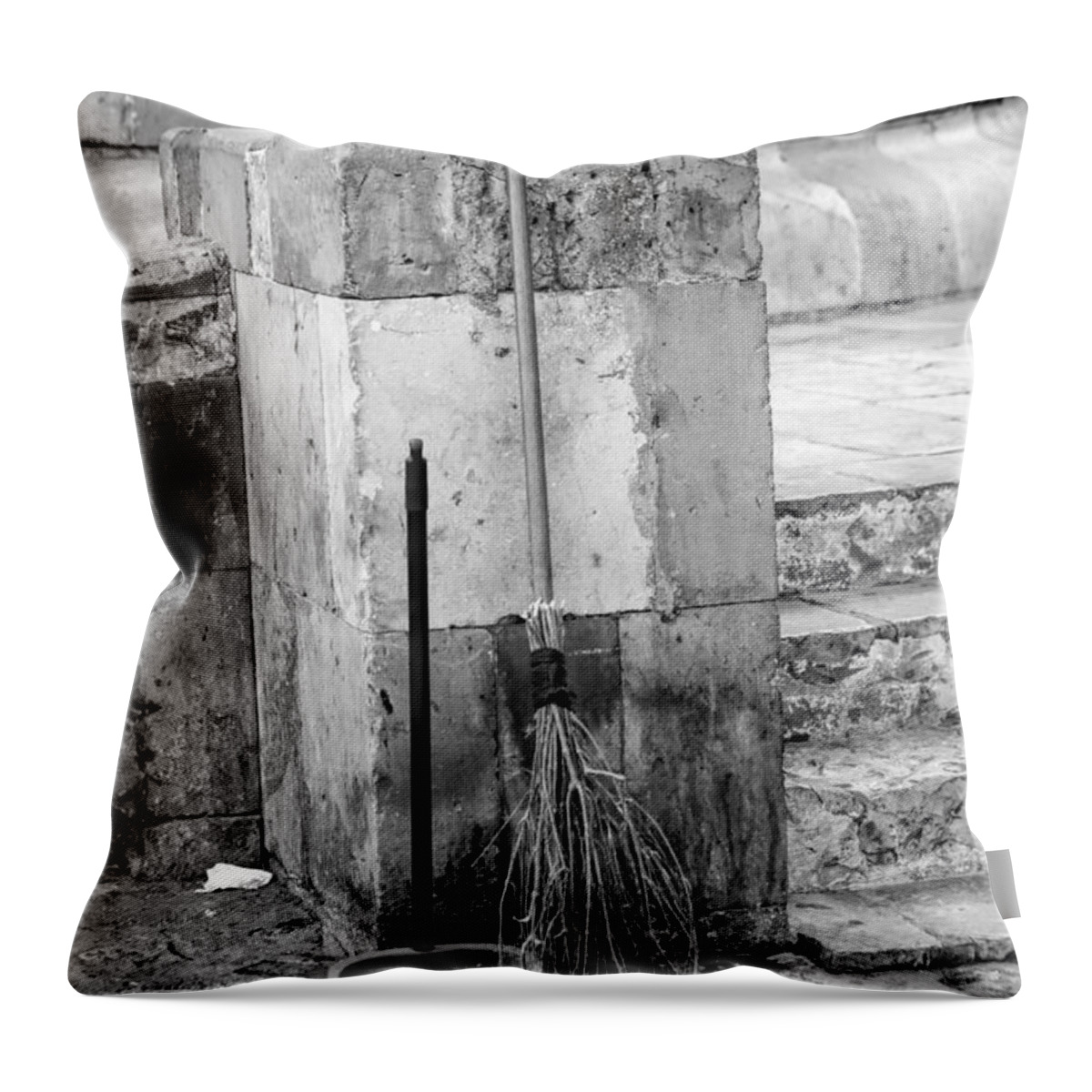 Broom Throw Pillow featuring the photograph Ready for sweeping by Cathy Anderson