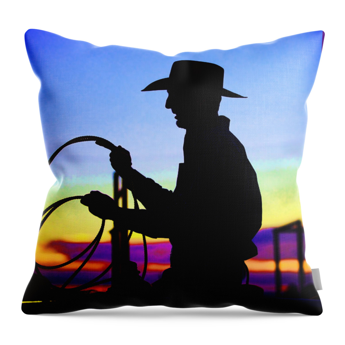Cowboy Throw Pillow featuring the photograph Ready to Rope I by Toni Hopper