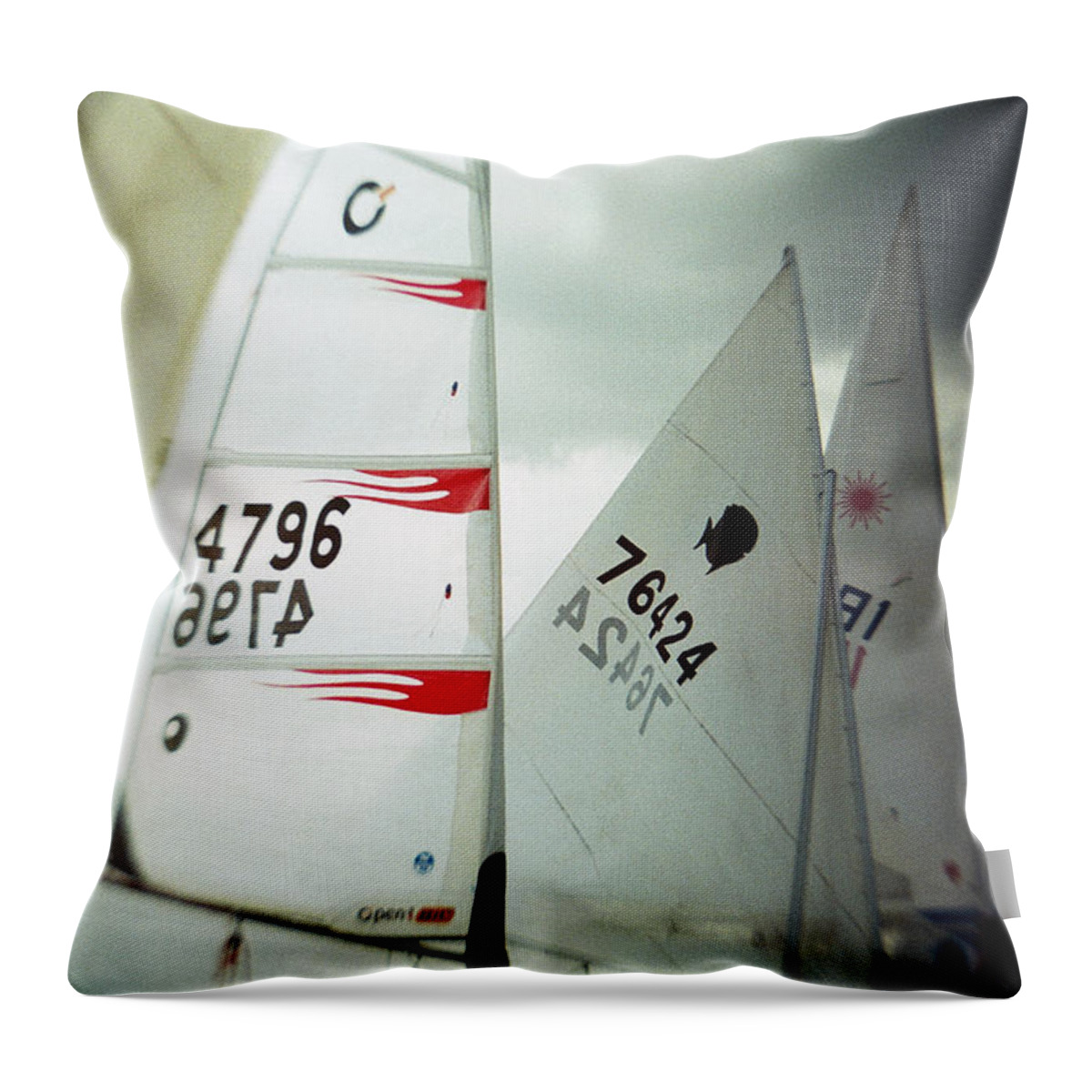 Recesky Throw Pillow featuring the photograph Recesky - Sails by Richard Reeve