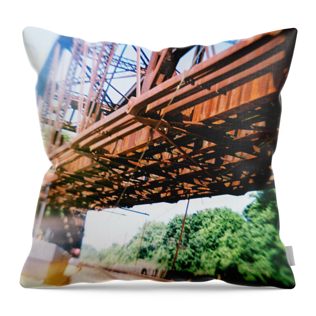 Recesky Throw Pillow featuring the photograph Recesky - Whitford Railroad Bridge by Richard Reeve