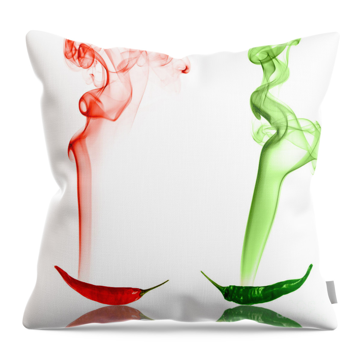 Smoke Photography Throw Pillow featuring the photograph Red and Green Chili Smoke Photography by Sabine Jacobs