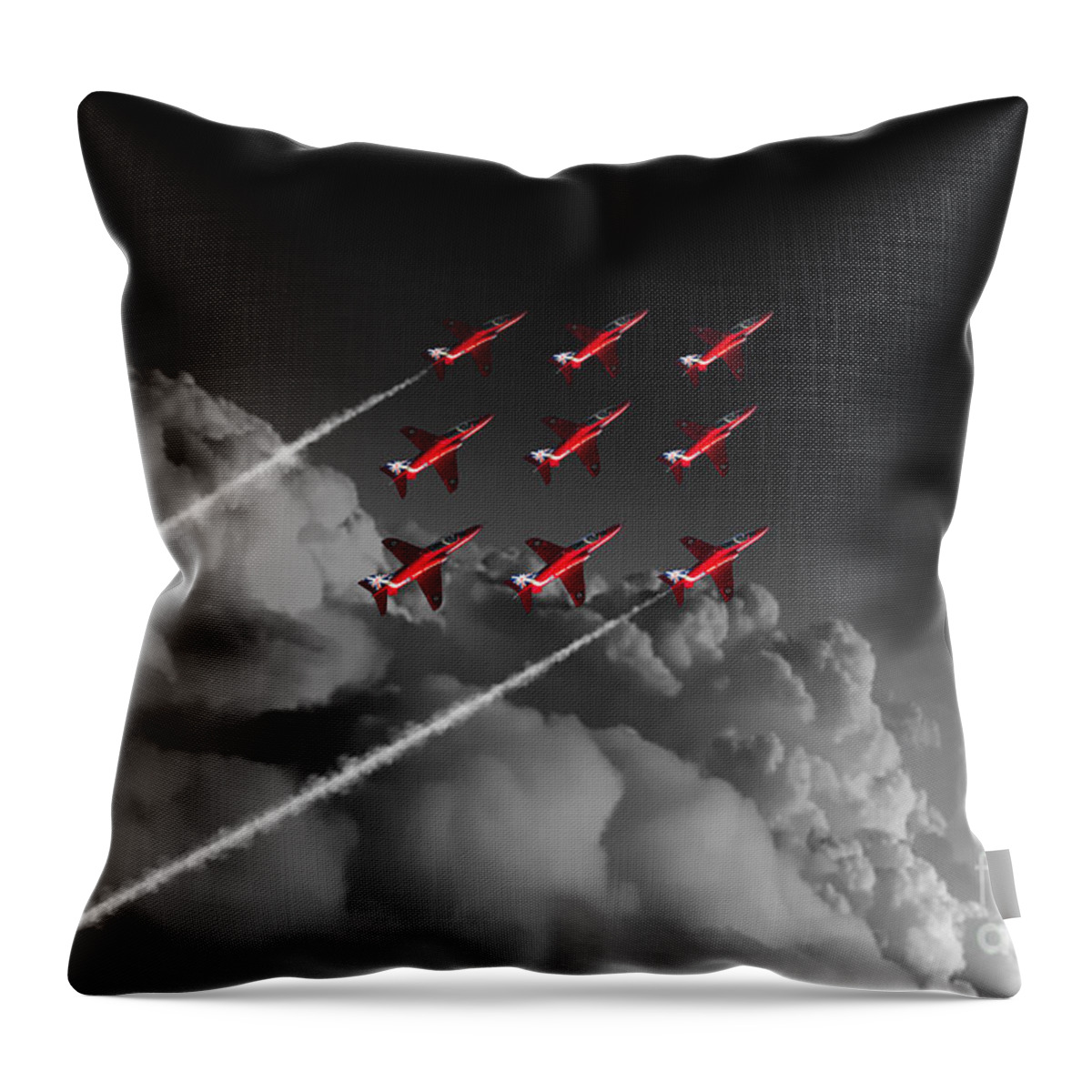 Red Throw Pillow featuring the digital art Red Arrows Diamond 9 - Pop by Airpower Art