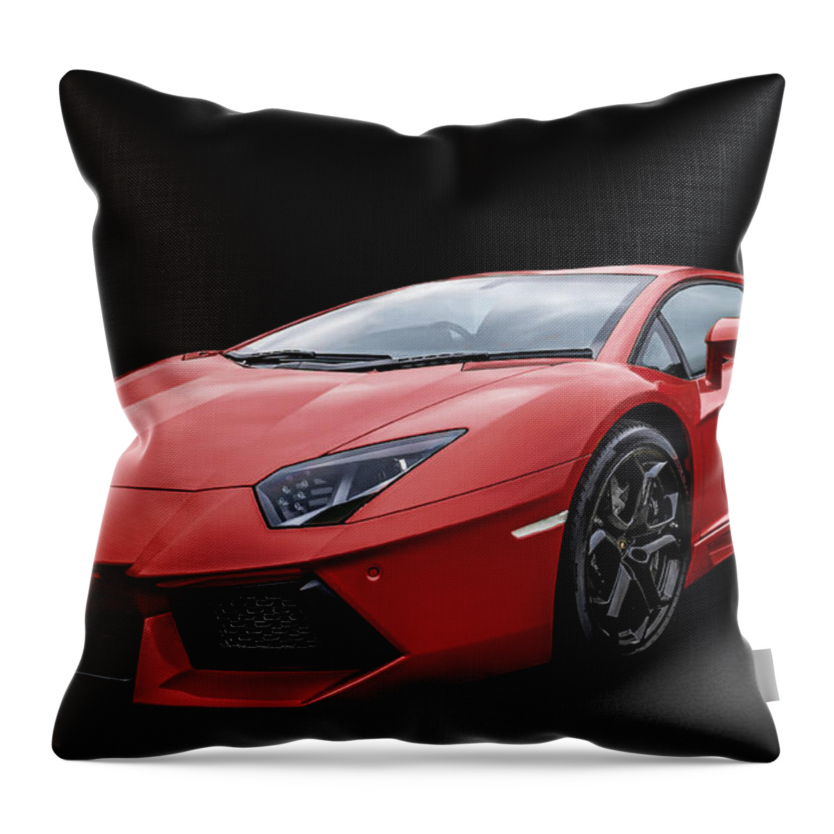 Lamborghini Throw Pillow featuring the photograph Red Aventador by Matt Malloy
