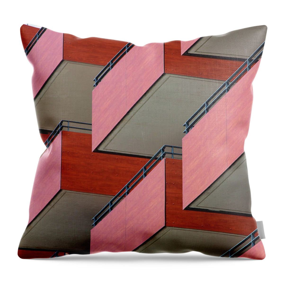 Tranquility Throw Pillow featuring the photograph Red Balconies by Jannis Werner