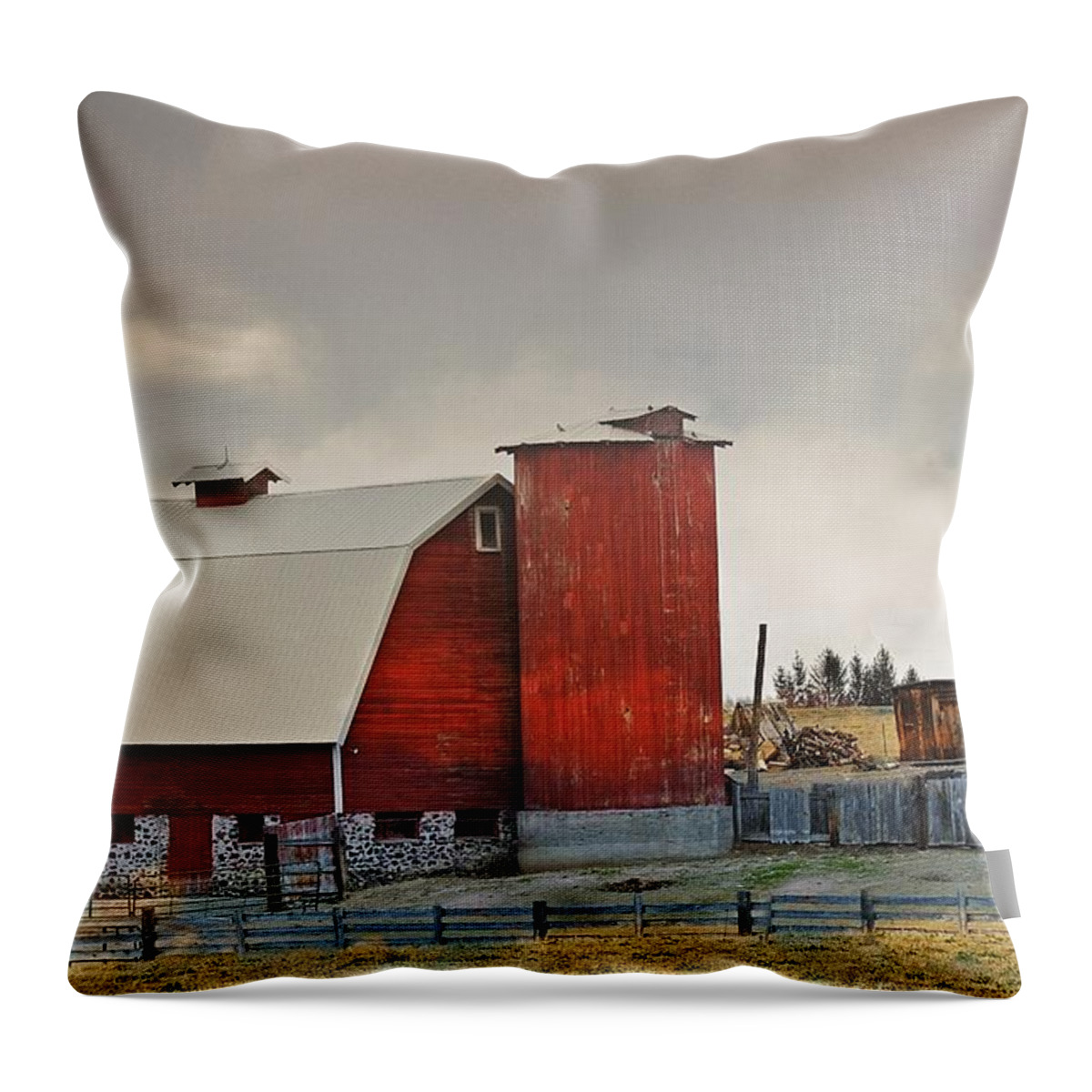 Barn Throw Pillow featuring the photograph Red Barn by Image Takers Photography LLC - Laura Morgan and Carol Haddon