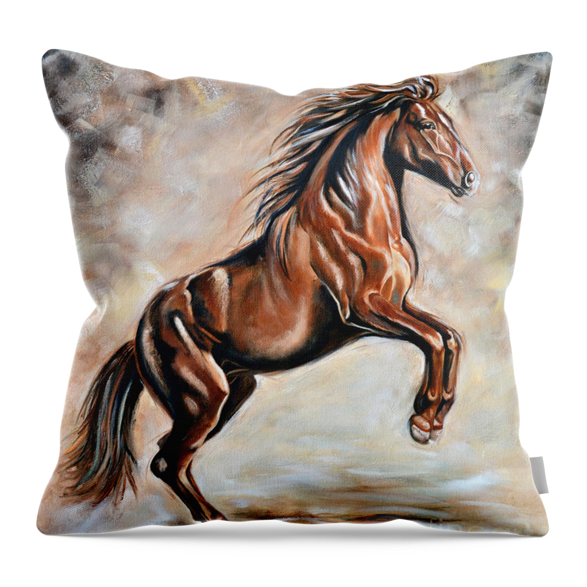Horse Throw Pillow featuring the painting Red Beauty by Ilse Kleyn