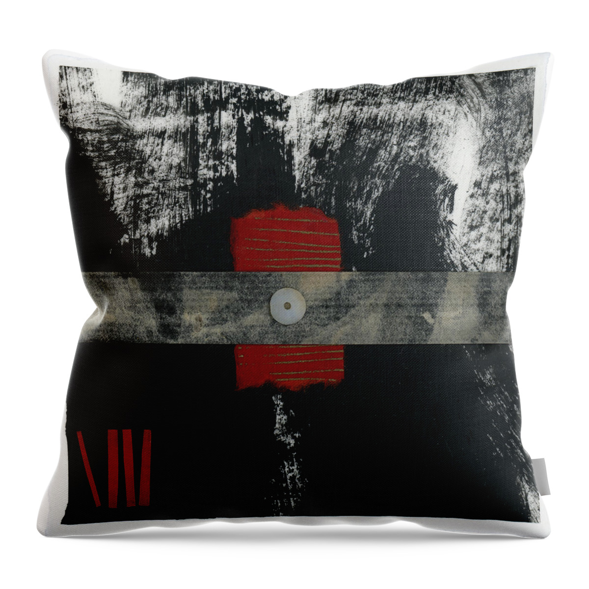 Collage Throw Pillow featuring the photograph Red Black and White Collage 2 by Carol Leigh