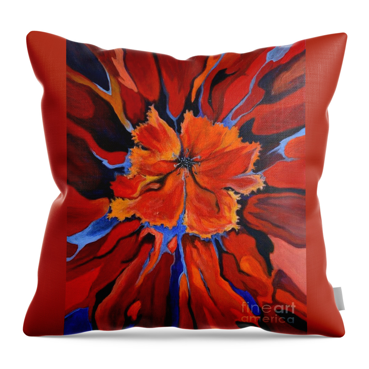 Flower Throw Pillow featuring the painting Red Bloom by Alison Caltrider