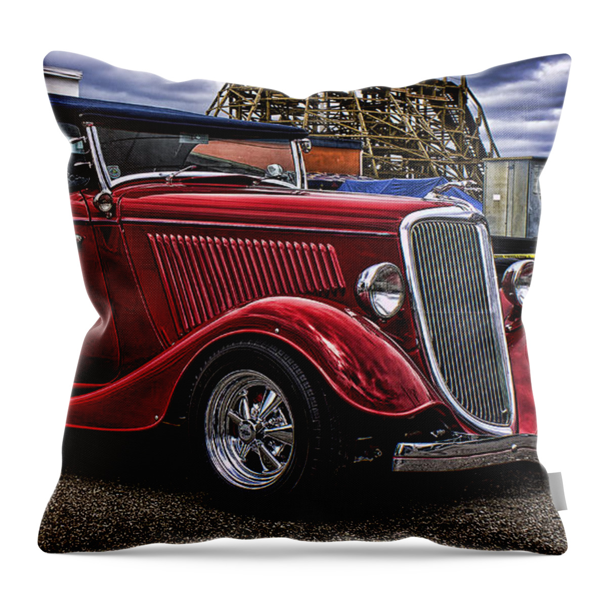 Hot Rod Throw Pillow featuring the photograph Red Cabrolet by Ron Roberts