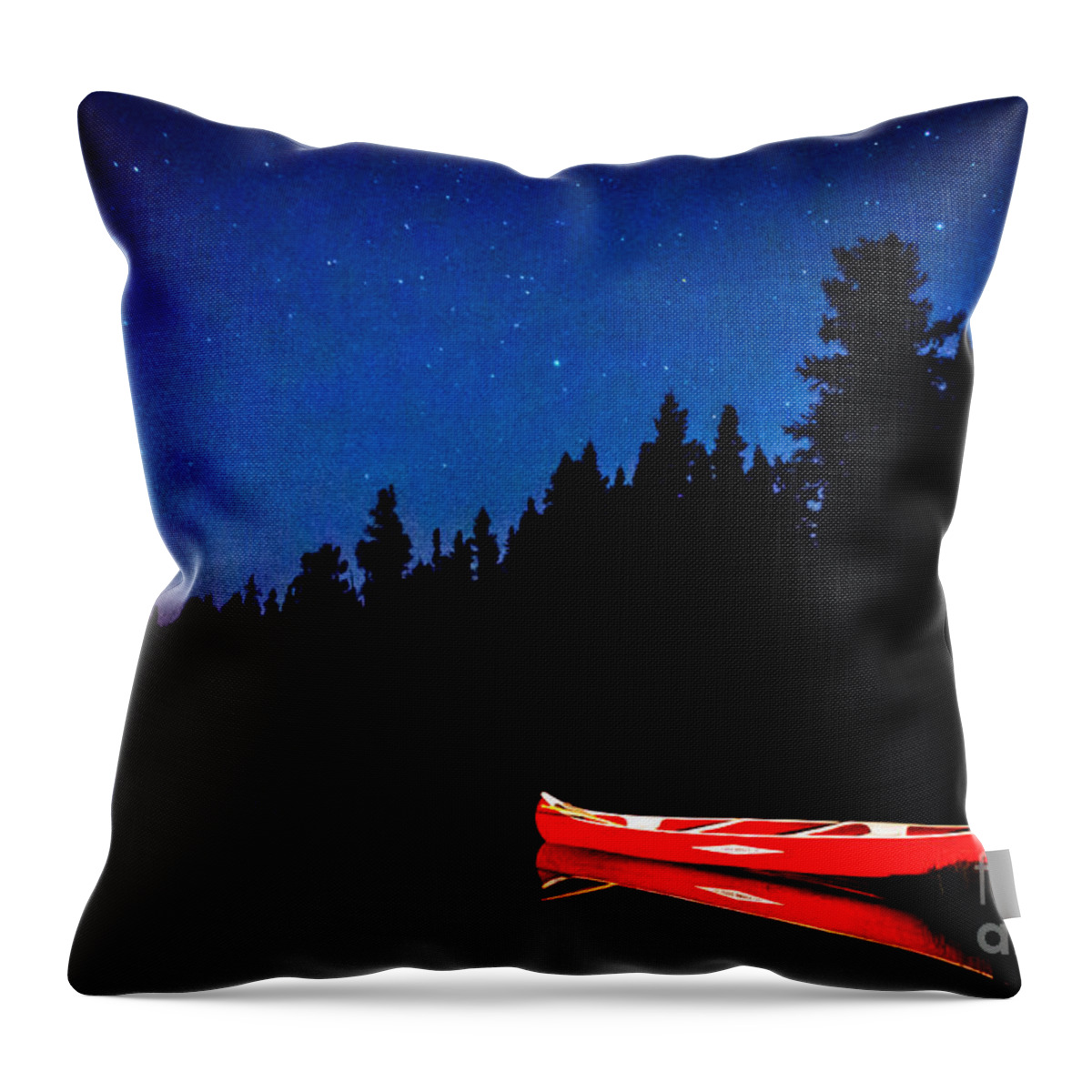 Moose Lake Throw Pillow featuring the photograph Red Canoe I by Lori Dobbs