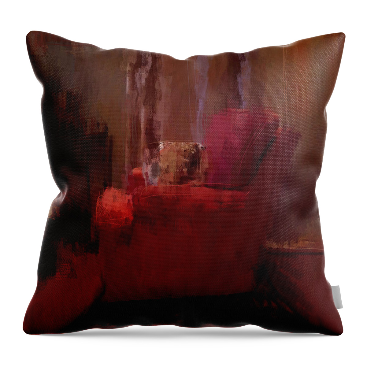 Still Life Throw Pillow featuring the mixed media Red Chair in Profile by Russell Pierce