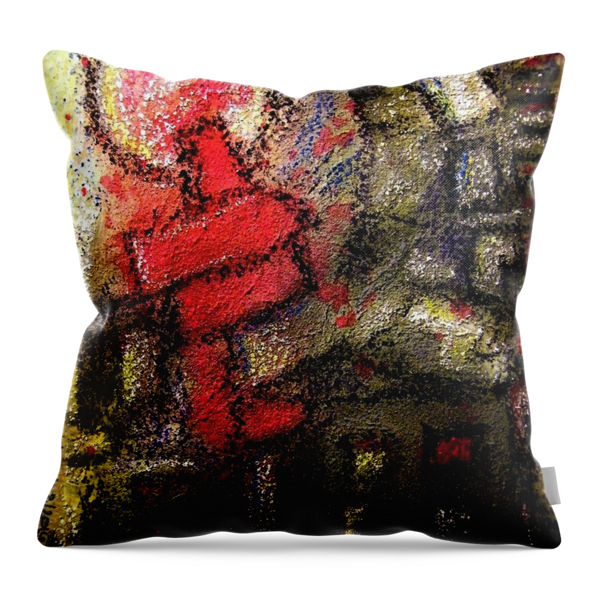 Chimney Throw Pillow featuring the painting Red Chimney - Roter Schornstein by Mimulux Patricia No
