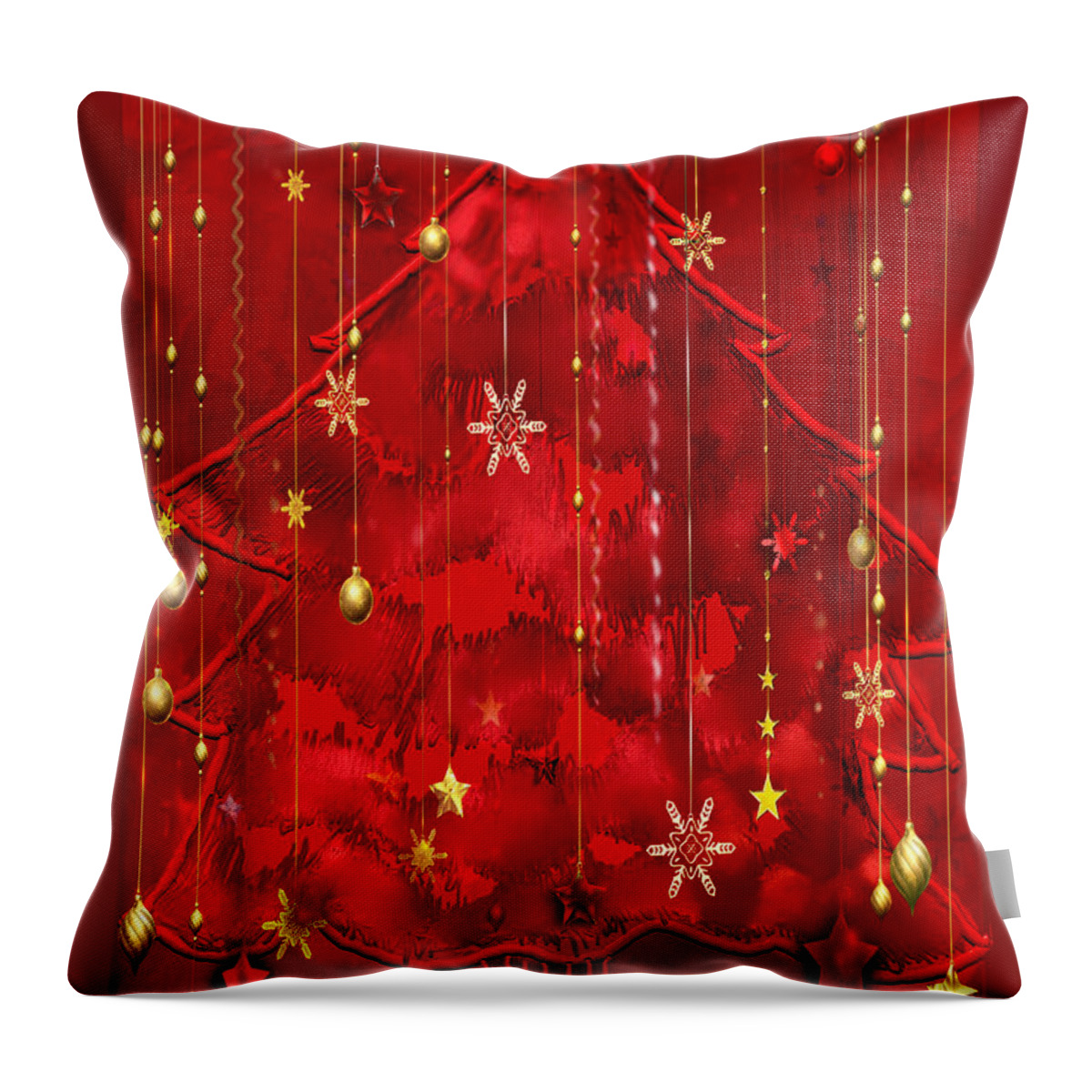 Tree Throw Pillow featuring the digital art Red Christmas Tree by Arline Wagner