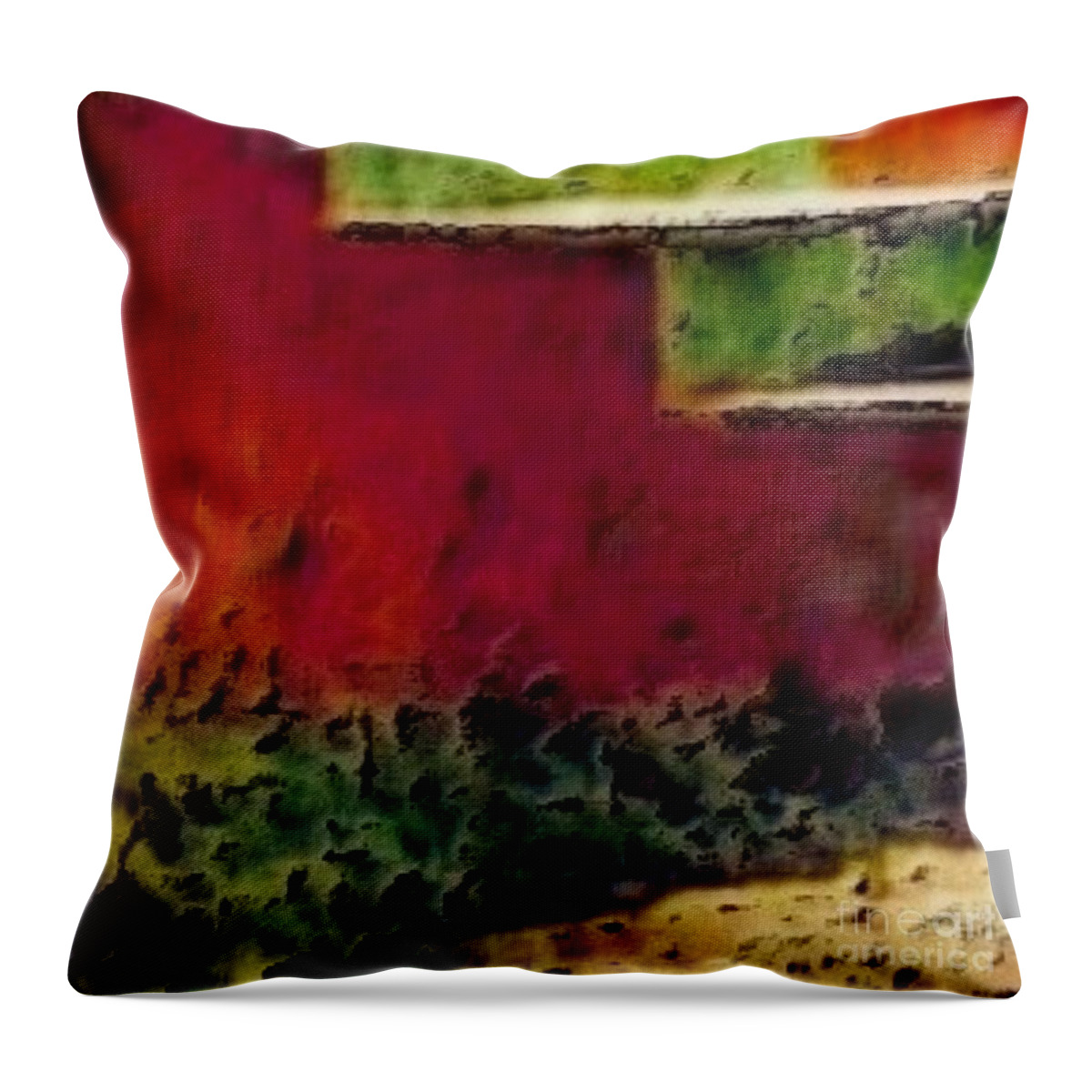 Sharkcrossing Throw Pillow featuring the digital art S Red Concrete Steps - Square by Lyn Voytershark