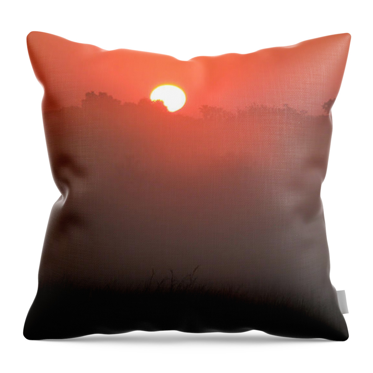 Misty Throw Pillow featuring the photograph Red Dawn by Peggy Urban