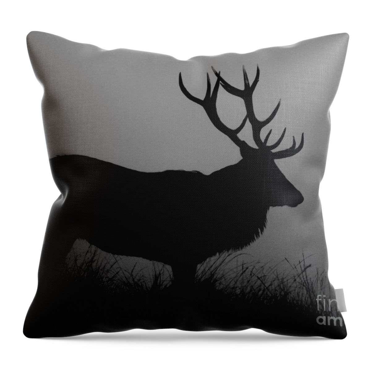 Deer Throw Pillow featuring the photograph Wildlife Red Deer Stag Silhouette by Linsey Williams