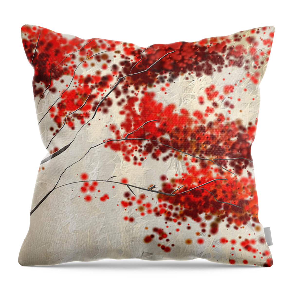 Maple Tree Throw Pillow featuring the painting Red Divine- Autumn Impressionist by Lourry Legarde