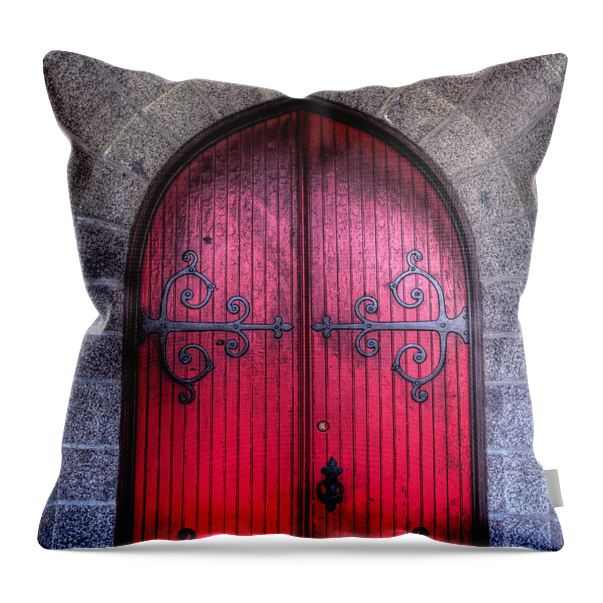 Red Throw Pillow featuring the photograph Red Door by Alana Ranney