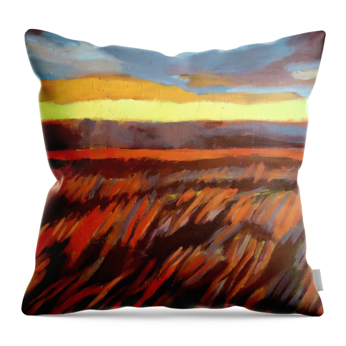 Landscape Throw Pillow featuring the painting Red Field by Helena Wierzbicki