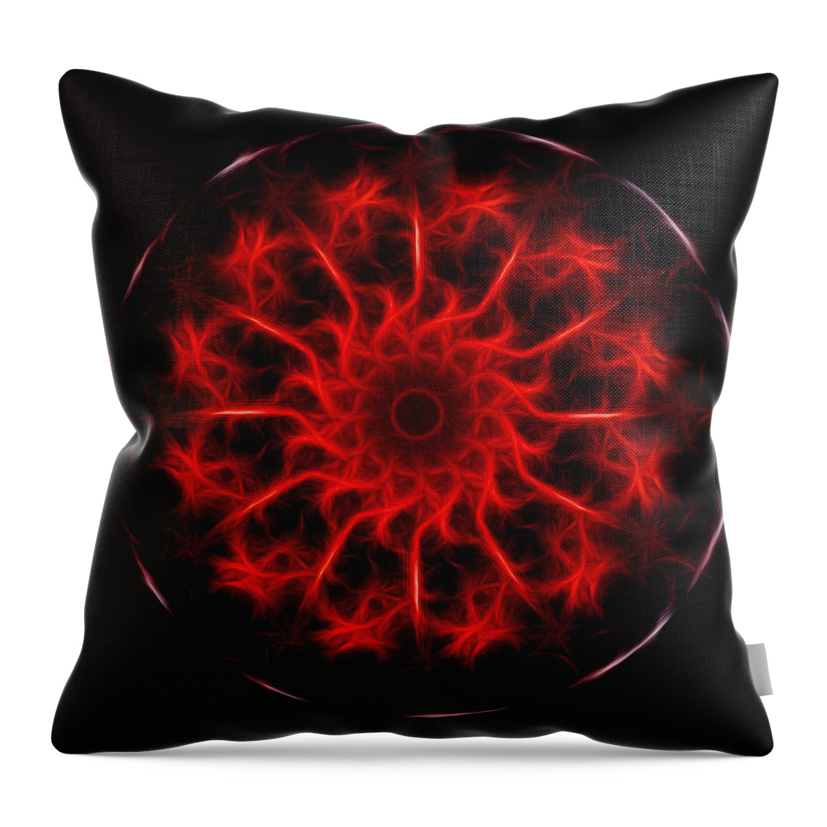 Mandala Throw Pillow featuring the photograph Red Fire Mandala/Kaleidoscope by Beth Venner