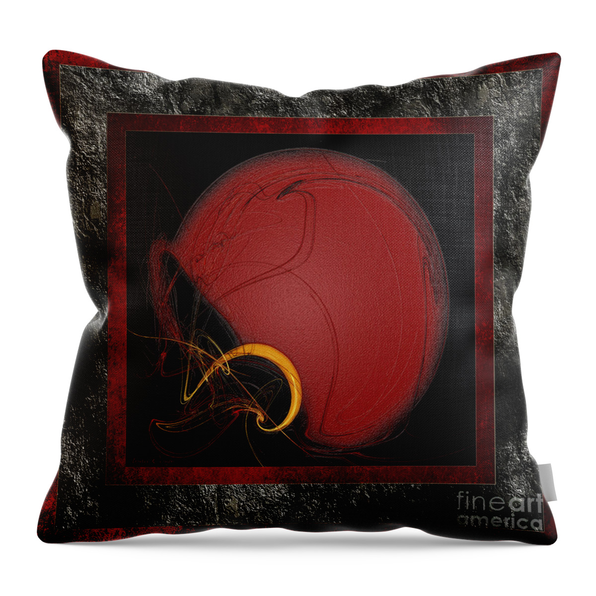 Football Throw Pillow featuring the digital art Red Football Helmet Abstract Frames 1 by Andee Design