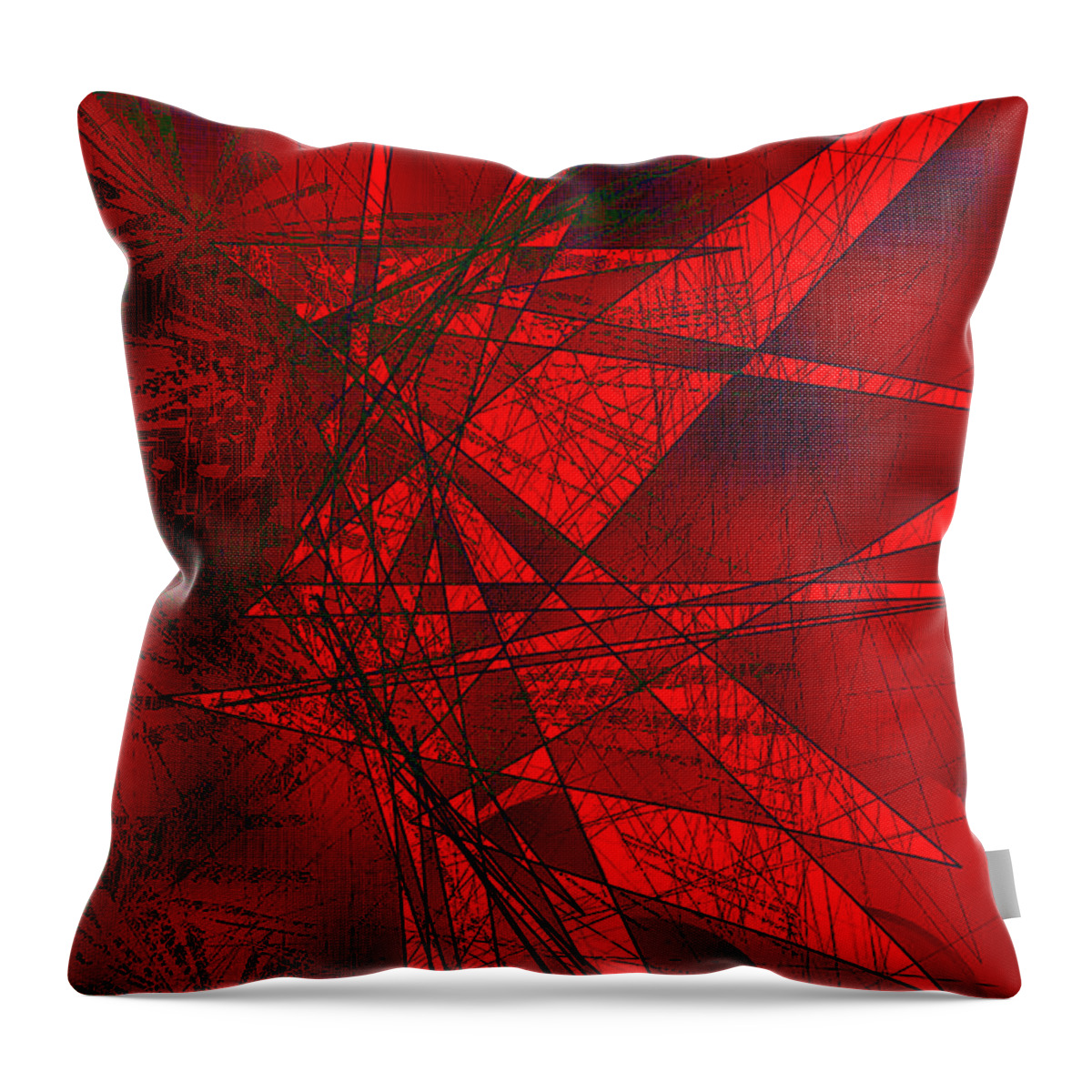 Red Throw Pillow featuring the digital art Red Geometry by Dee Flouton