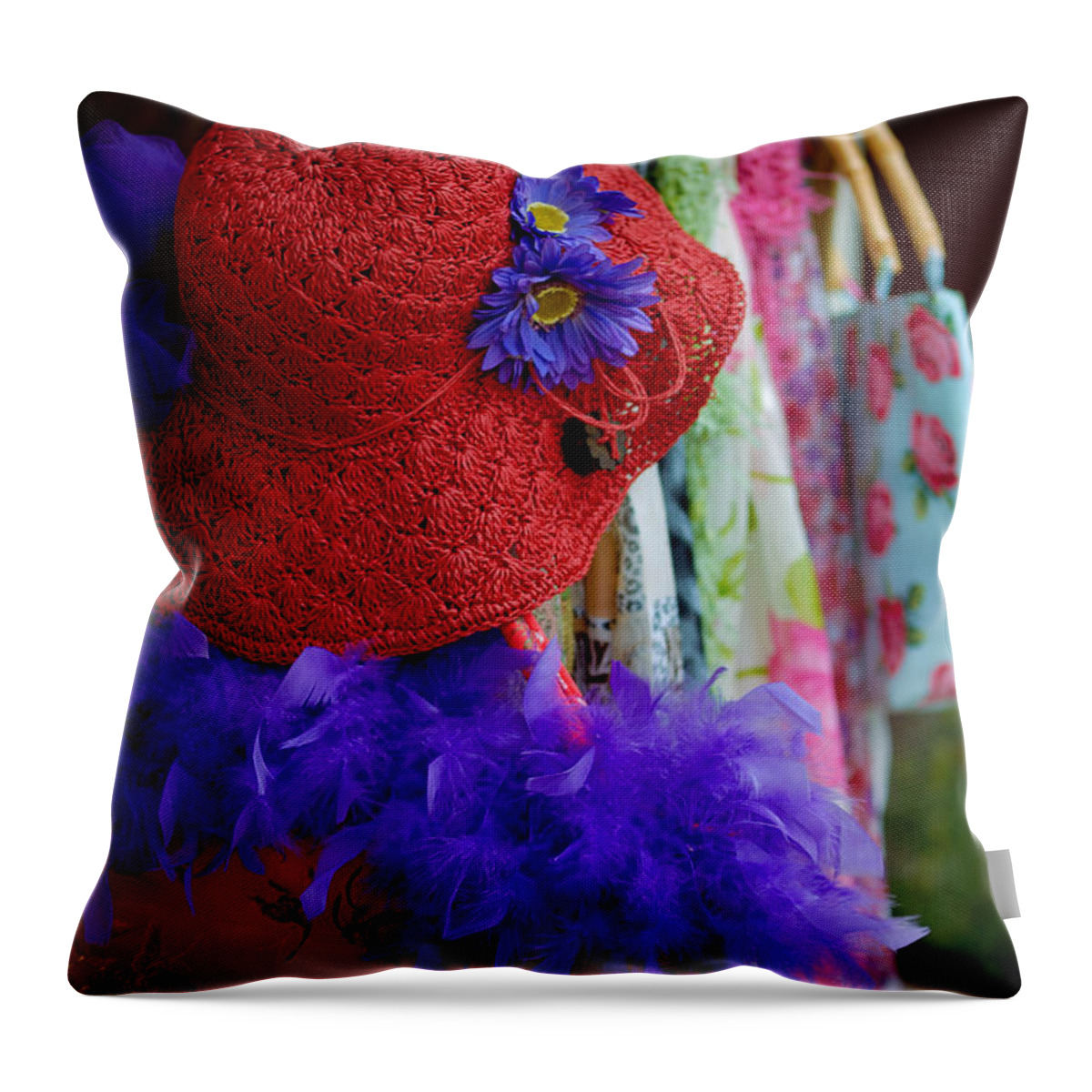Boa Throw Pillow featuring the photograph Red Hat Society by Amy Cicconi