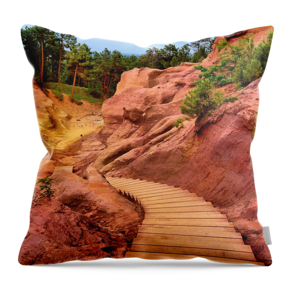 Abstract Throw Pillow featuring the photograph Red Hills of Rousillion by Lauren Leigh Hunter Fine Art Photography