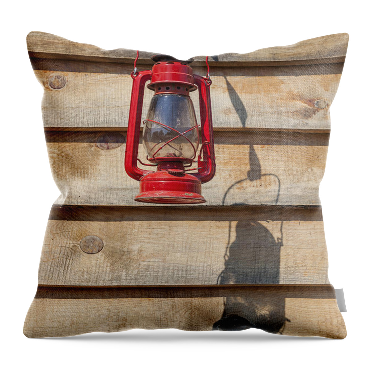 Lantern Throw Pillow featuring the photograph Red Kerosene Lantern by Bryan Mullennix
