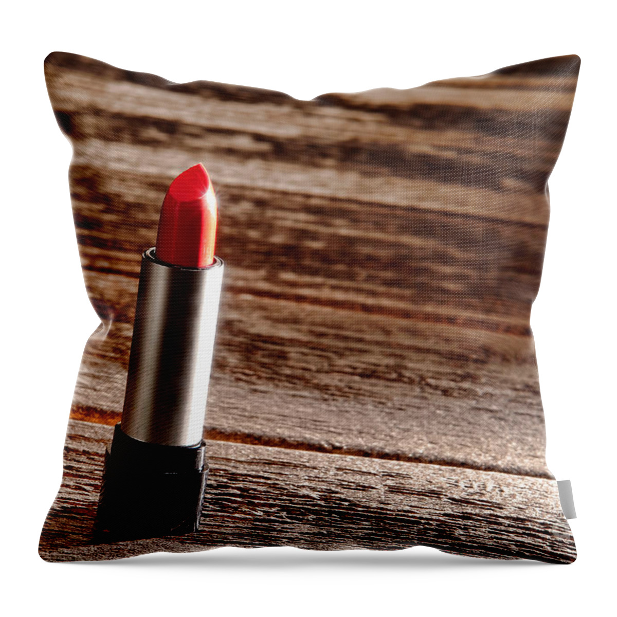 Lipstick Throw Pillow featuring the photograph Red Lipstick by Olivier Le Queinec