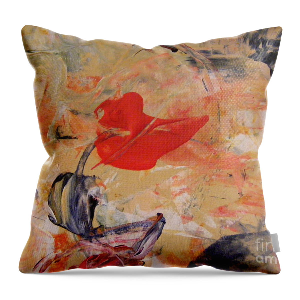 Acrylic Painting Throw Pillow featuring the painting Red by Nancy Kane Chapman