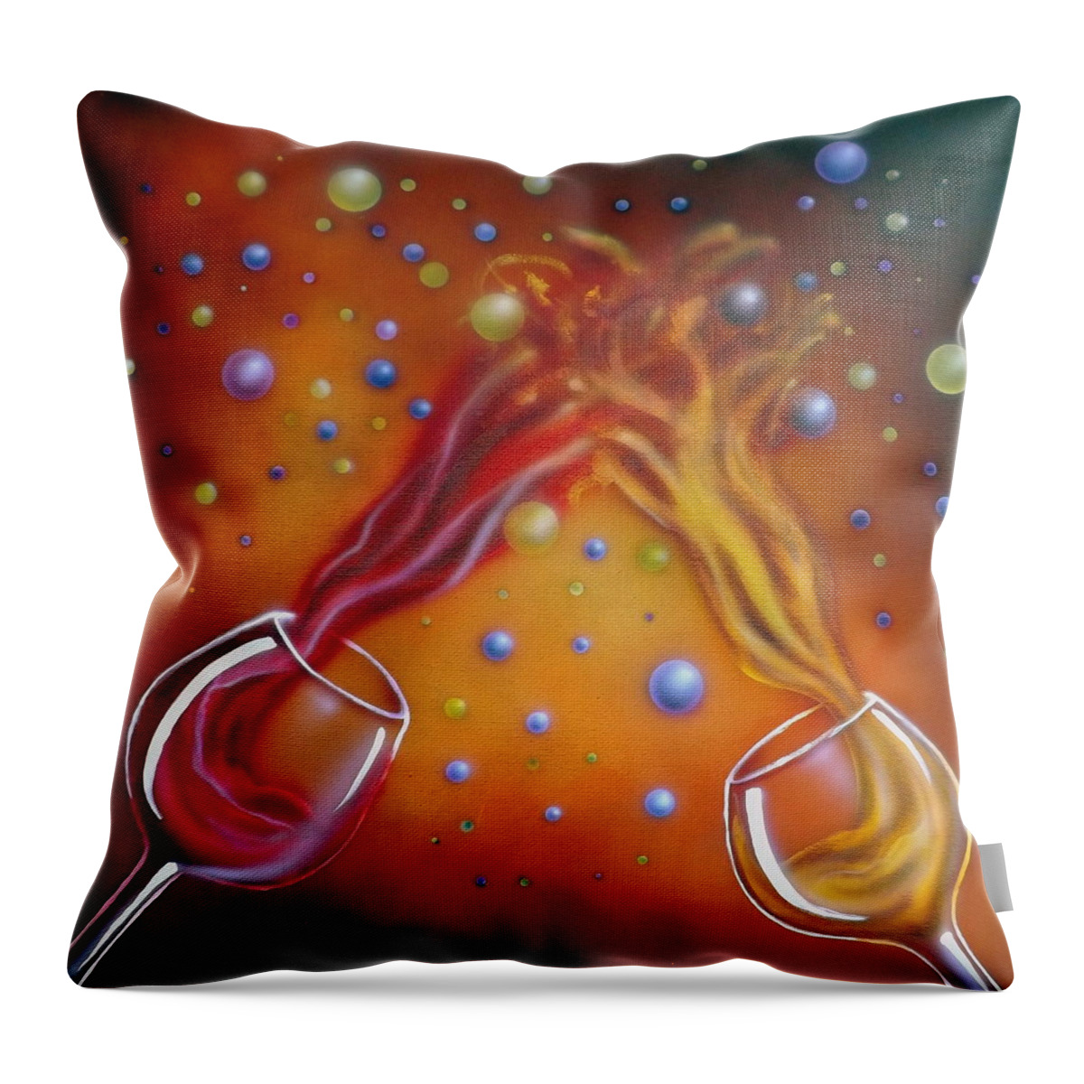 Wine Throw Pillow featuring the painting Red Or White by Darren Robinson