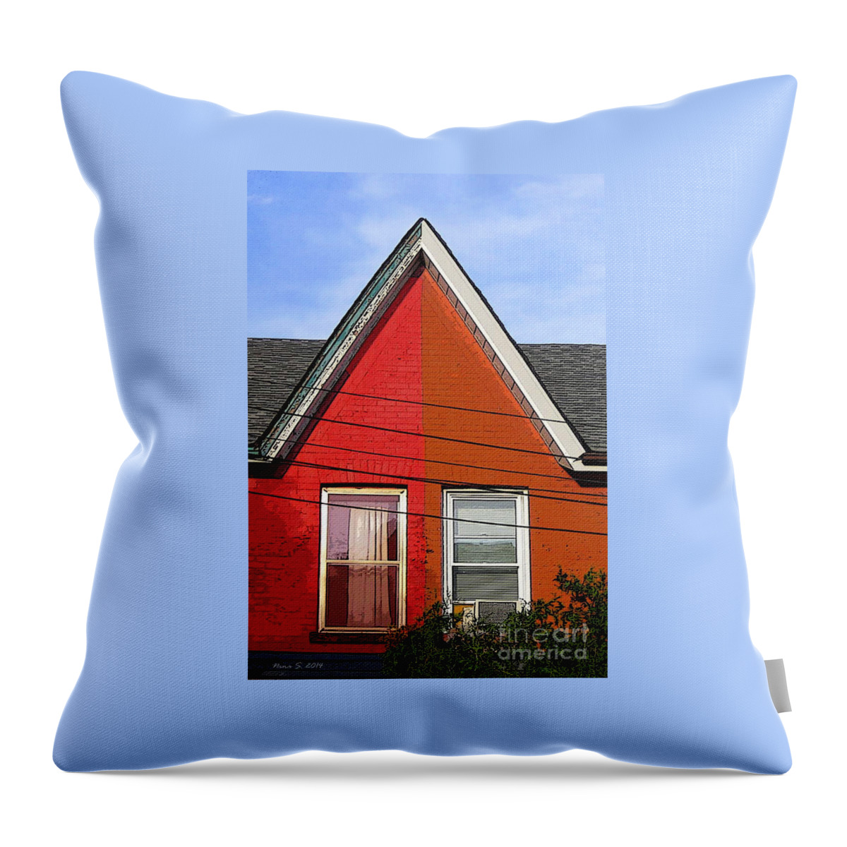 Red Throw Pillow featuring the photograph Red-Orange House by Nina Silver