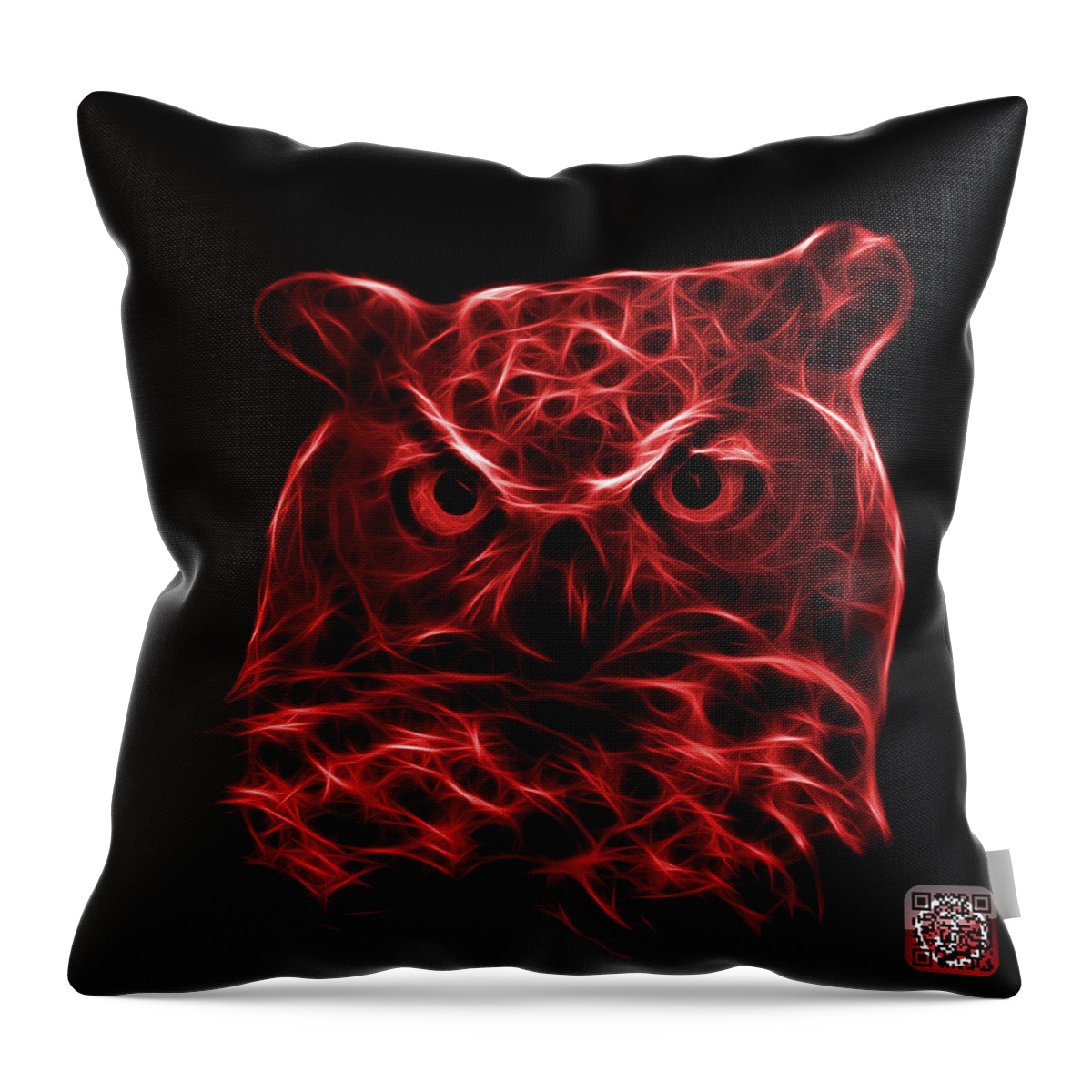 Owl Throw Pillow featuring the digital art Red Owl 4436 - F M by James Ahn