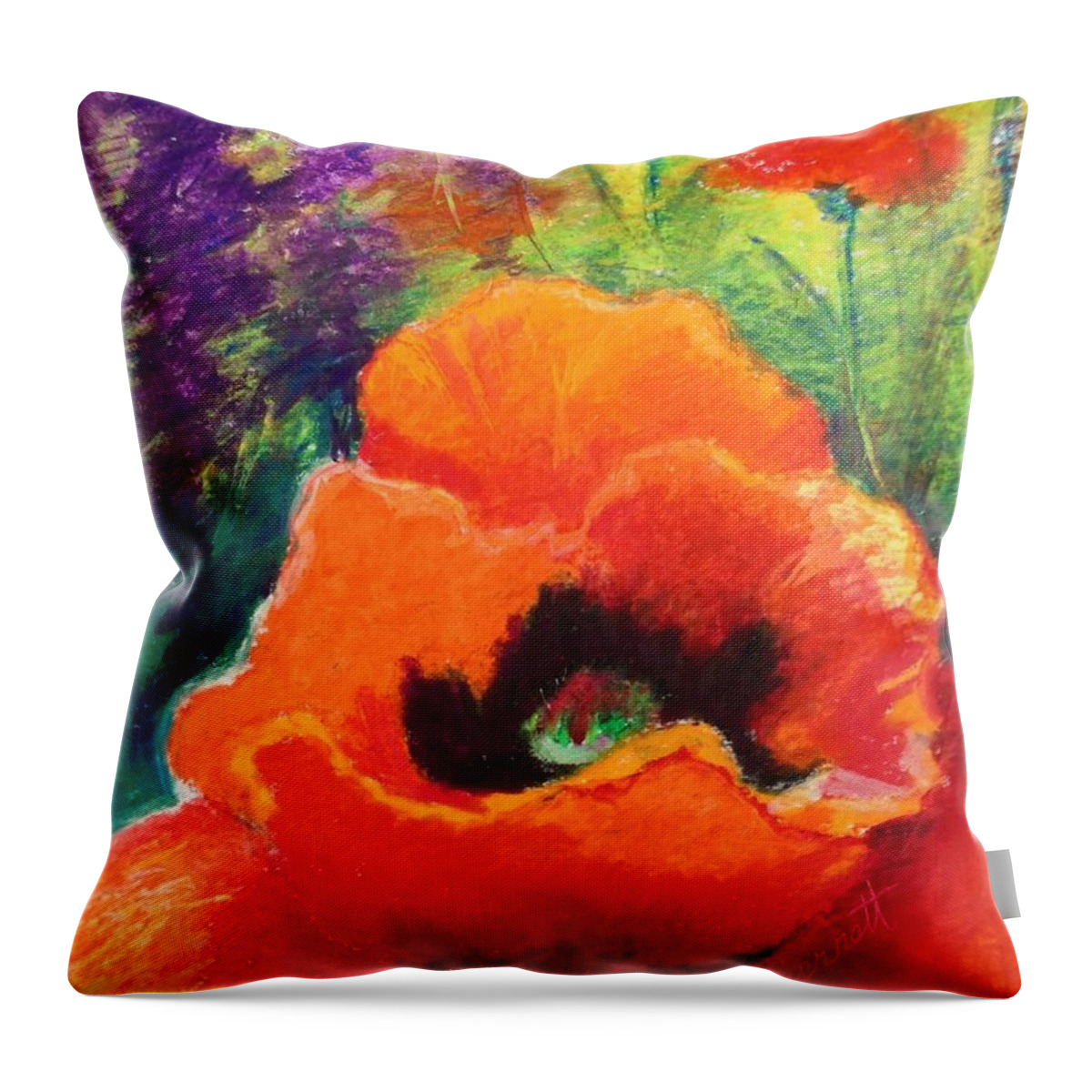Floral Throw Pillow featuring the painting Red Poppies by Edna Garrett
