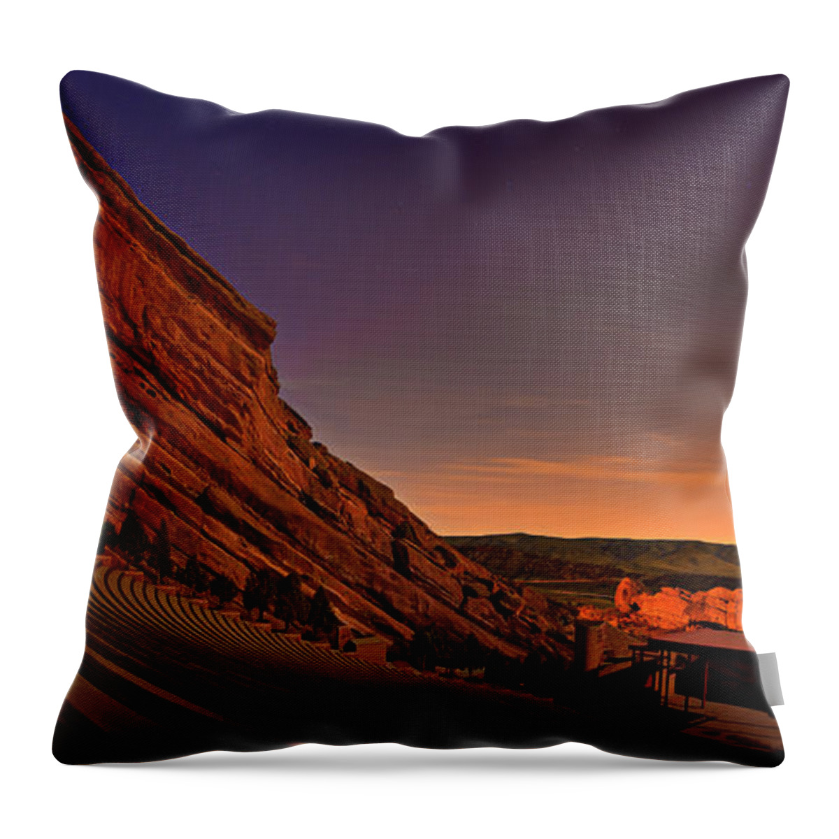 Night Throw Pillow featuring the photograph Red Rocks Amphitheatre at Night by James O Thompson