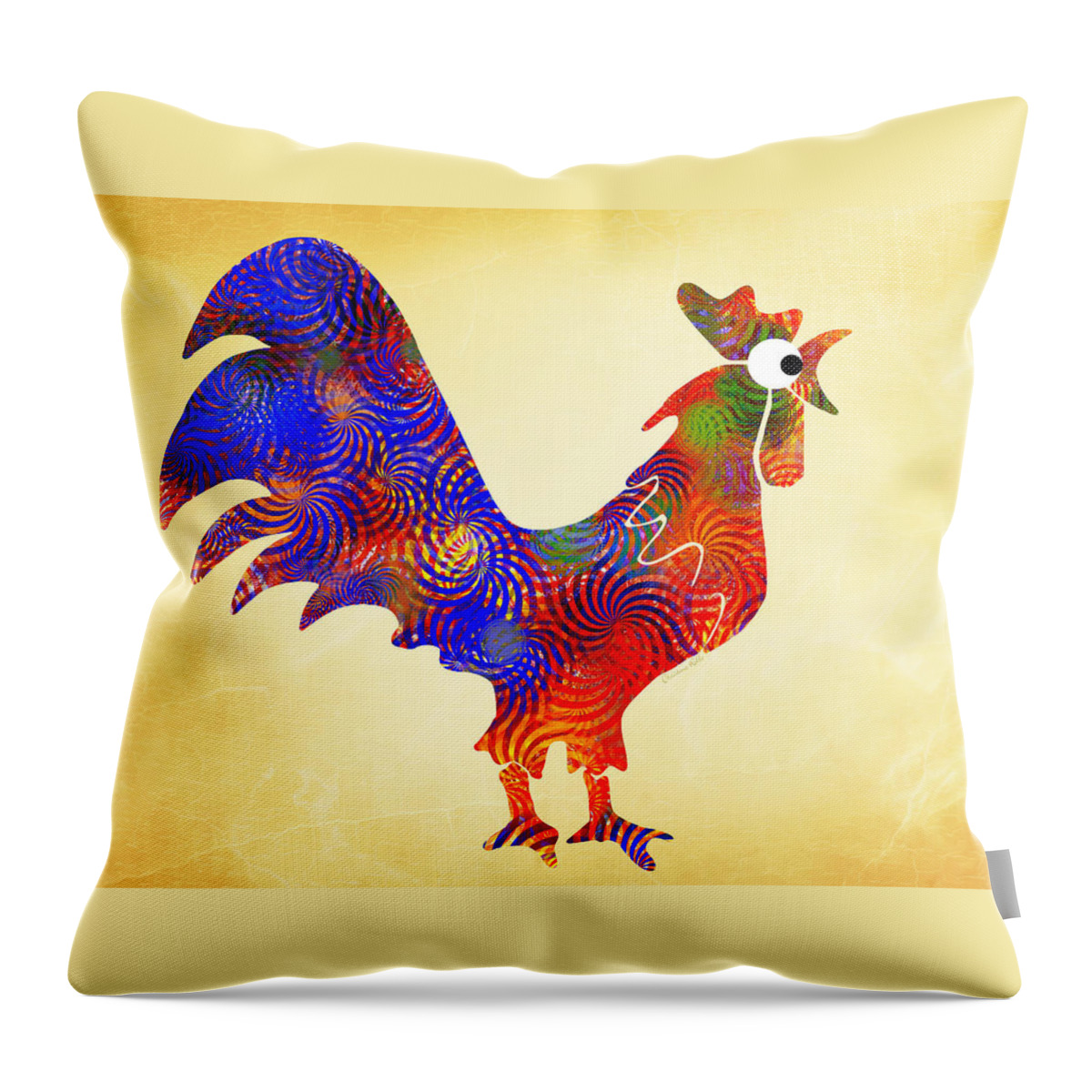 Rooster Throw Pillow featuring the mixed media Red Rooster Art by Christina Rollo