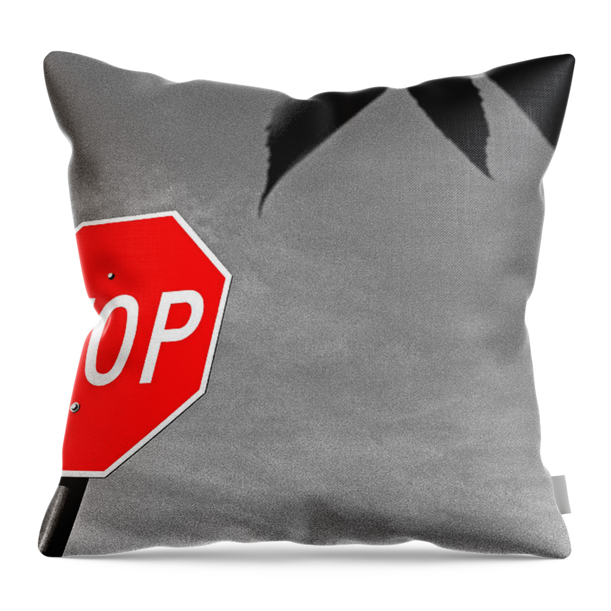 Stop Sign Throw Pillow featuring the photograph Red Stop Sign by Lonnie Paulson