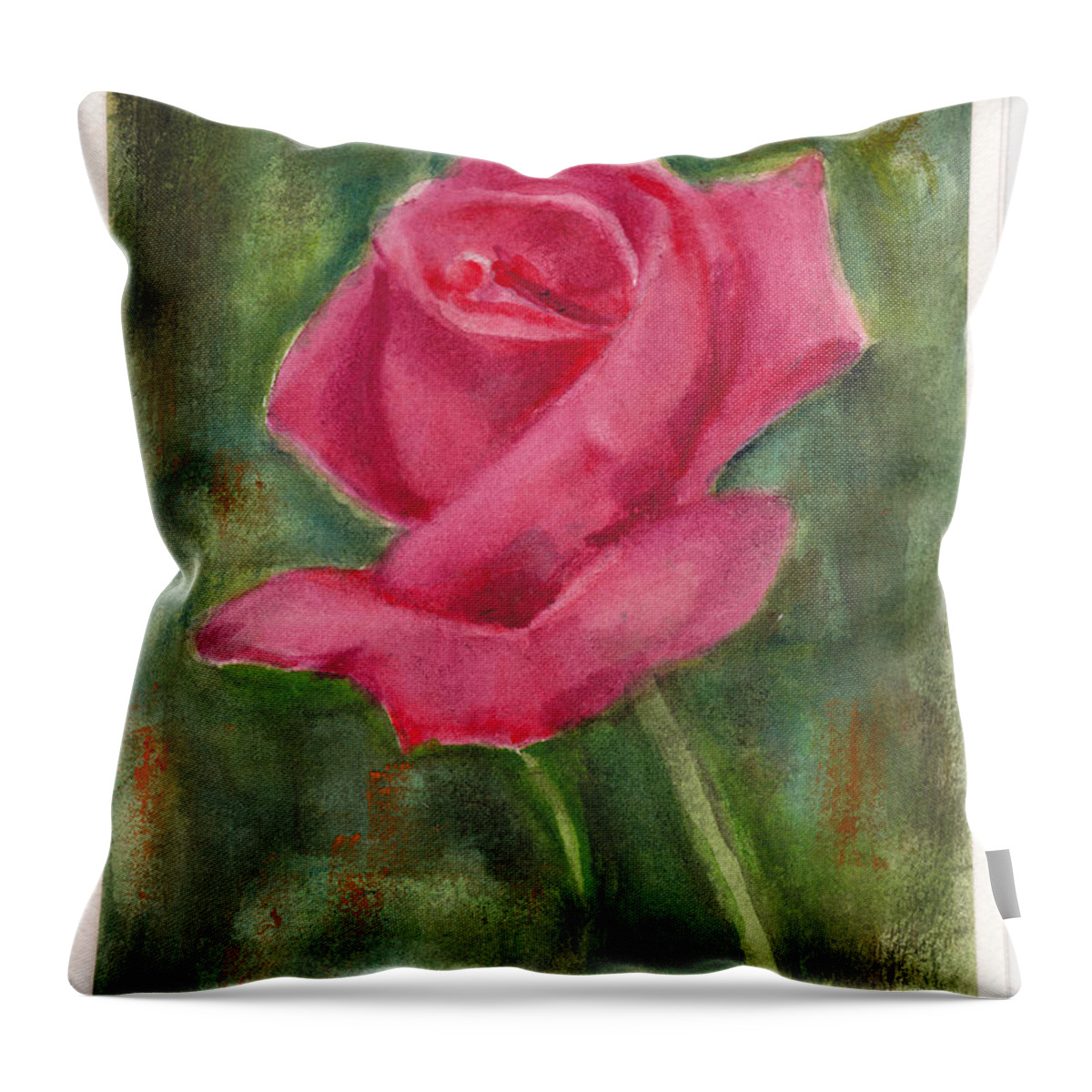 Flower Throw Pillow featuring the painting Red Valentine Rose 2015 by Dai Wynn